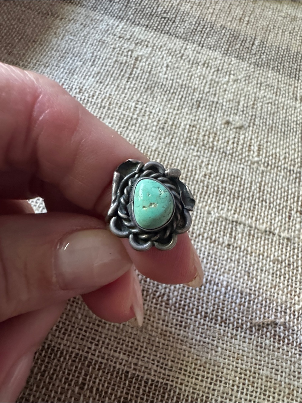 RARE Vintage Weahkee native American turquoise and silver Ring 7 3/4